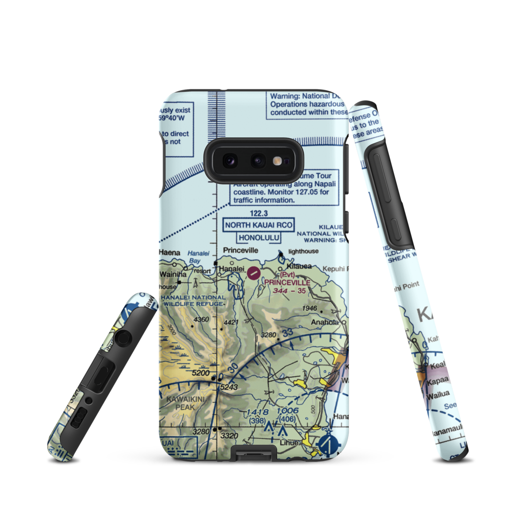 Princeville Airport (HPV) VFR Sectional Samsung Phone Case Samsung Galaxy S10e model shown