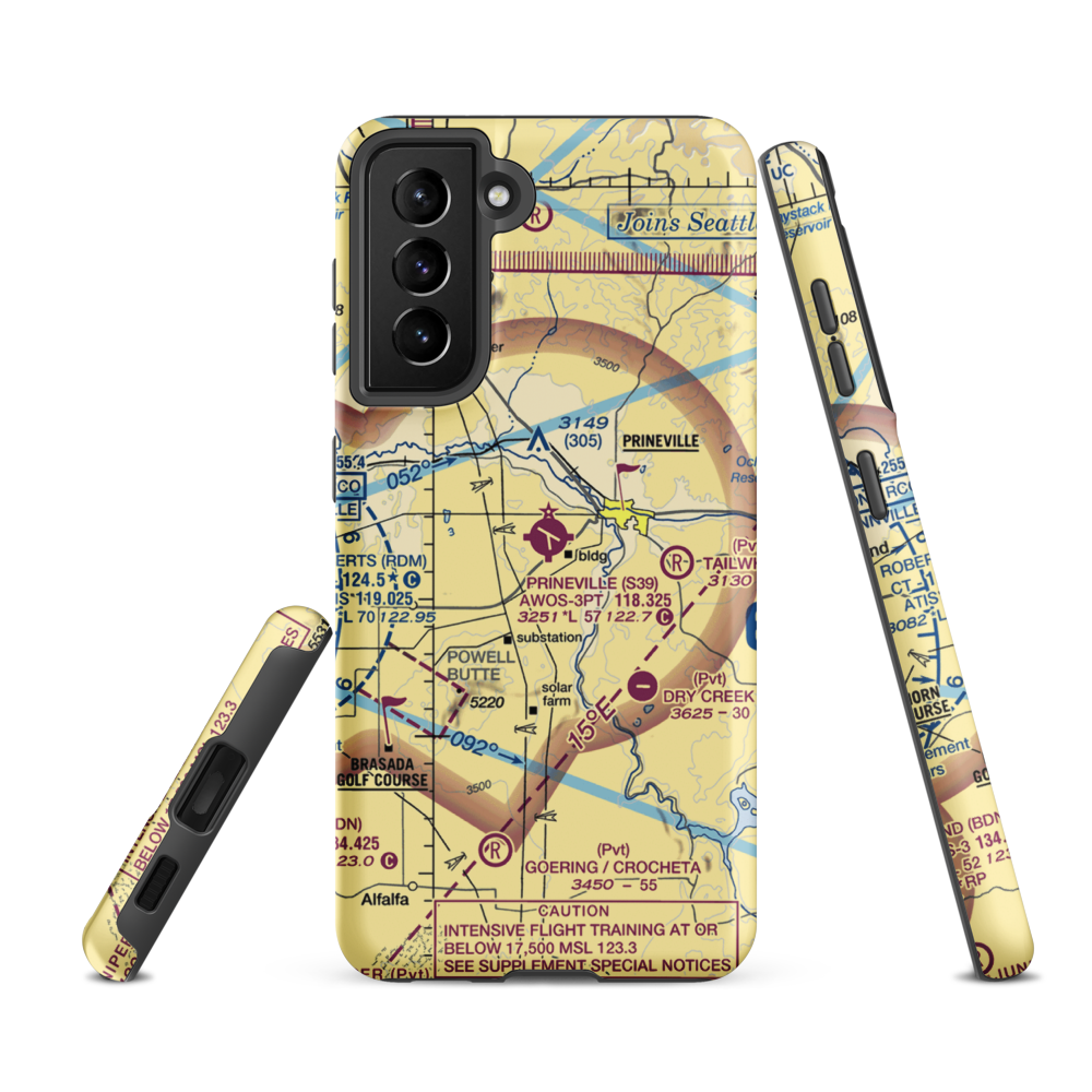Prineville Airport (S39) VFR Sectional Samsung Phone Case Samsung Galaxy S21 FE model shown