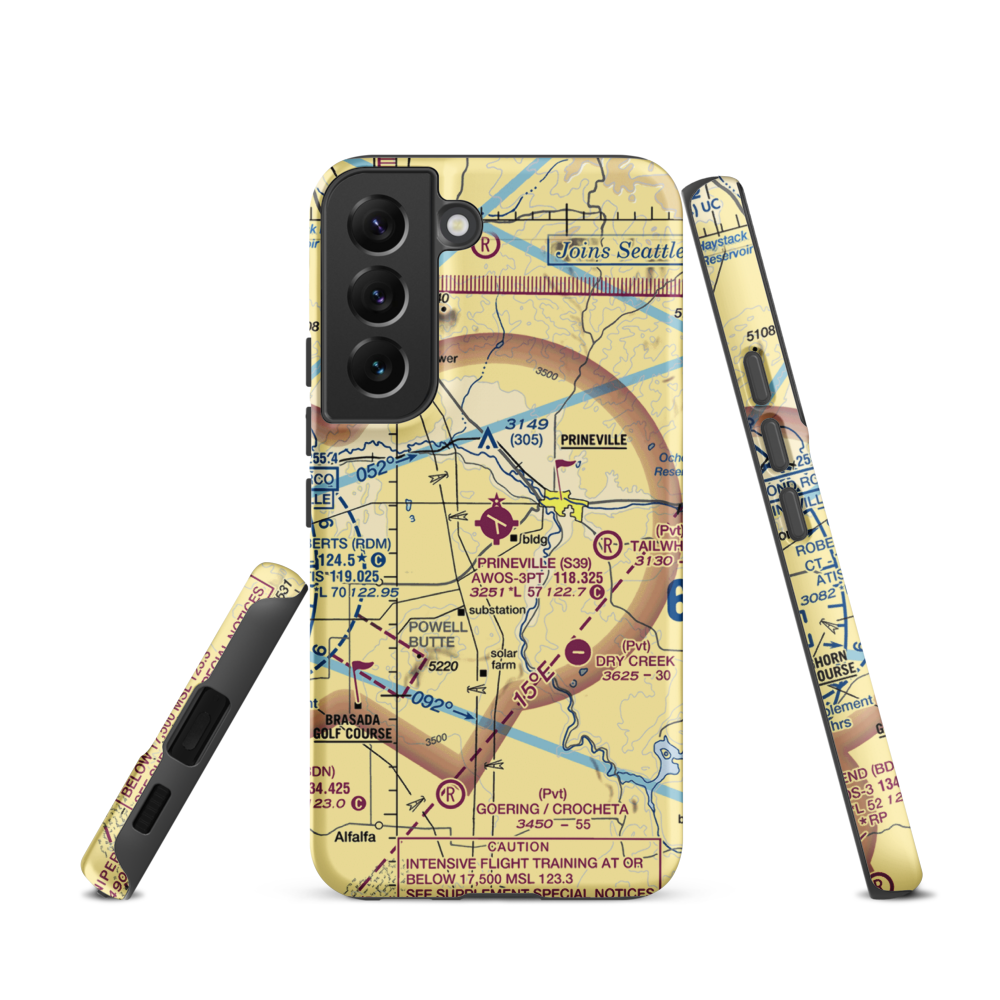 Prineville Airport (S39) VFR Sectional Samsung Phone Case Samsung Galaxy S22 model shown