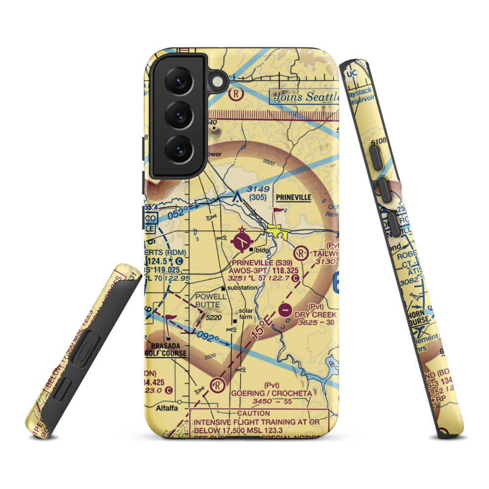 Prineville Airport (S39) VFR Sectional Samsung Phone Case Samsung Galaxy S22 Plus model shown