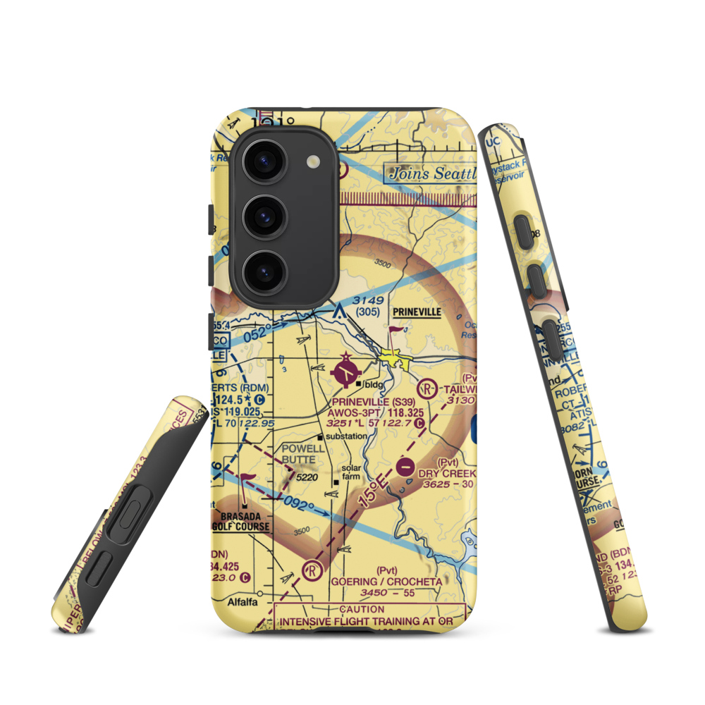 Prineville Airport (S39) VFR Sectional Samsung Phone Case Samsung Galaxy S23 model shown