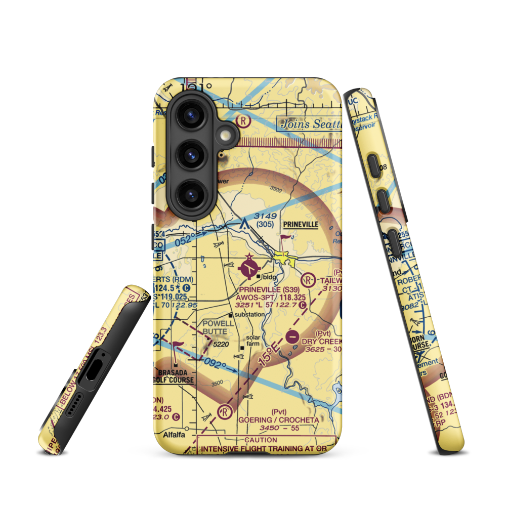 Prineville Airport (S39) VFR Sectional Samsung Phone Case Samsung Galaxy S24 model shown