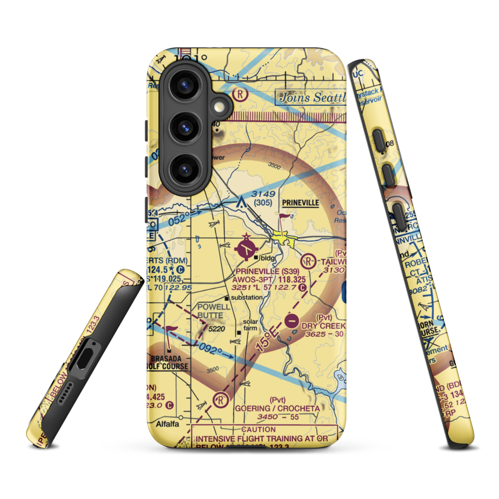 Prineville Airport (S39) VFR Sectional Samsung Phone Case Samsung Galaxy S24 Plus model shown