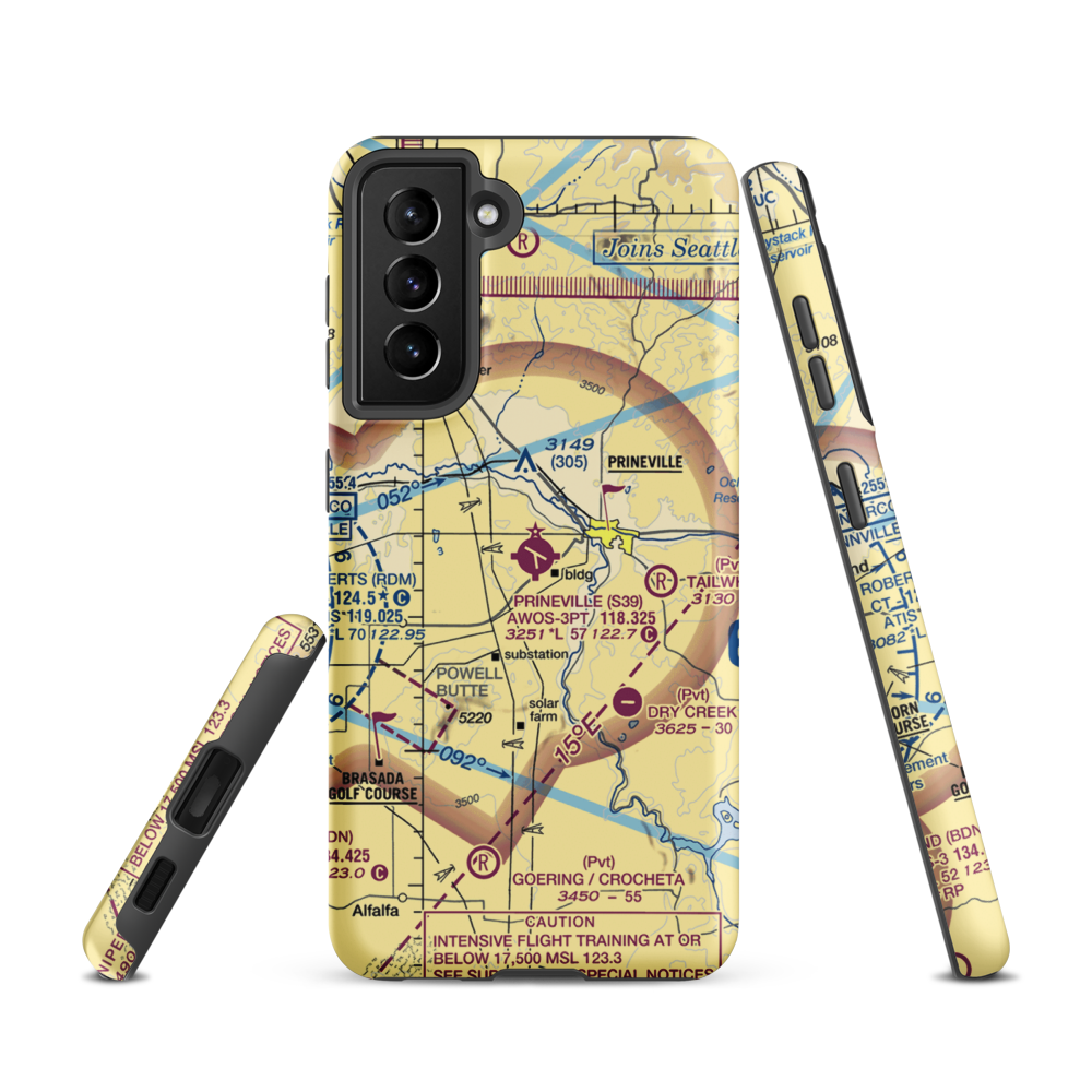 Prineville Airport (S39) VFR Sectional Samsung Phone Case Samsung Galaxy S21 model shown