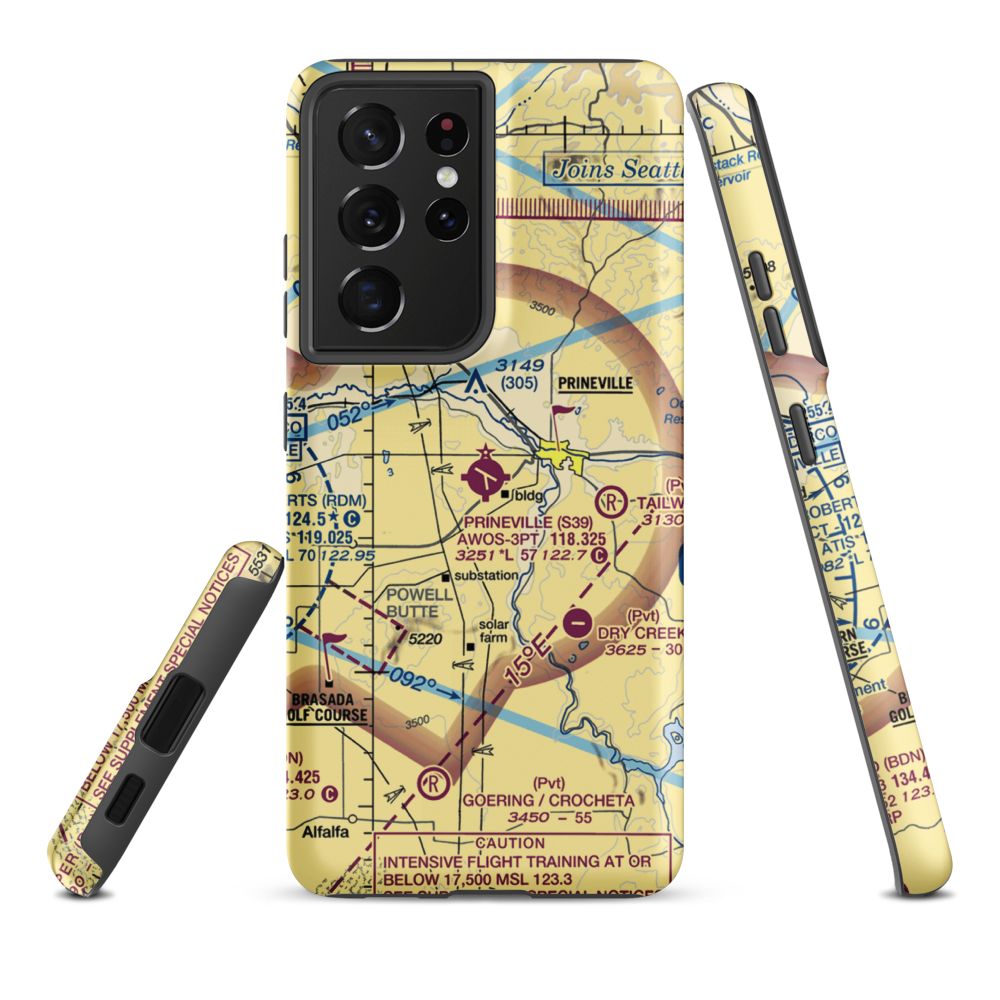 Prineville Airport (S39) VFR Sectional Samsung Phone Case Samsung Galaxy S21 Ultra model shown
