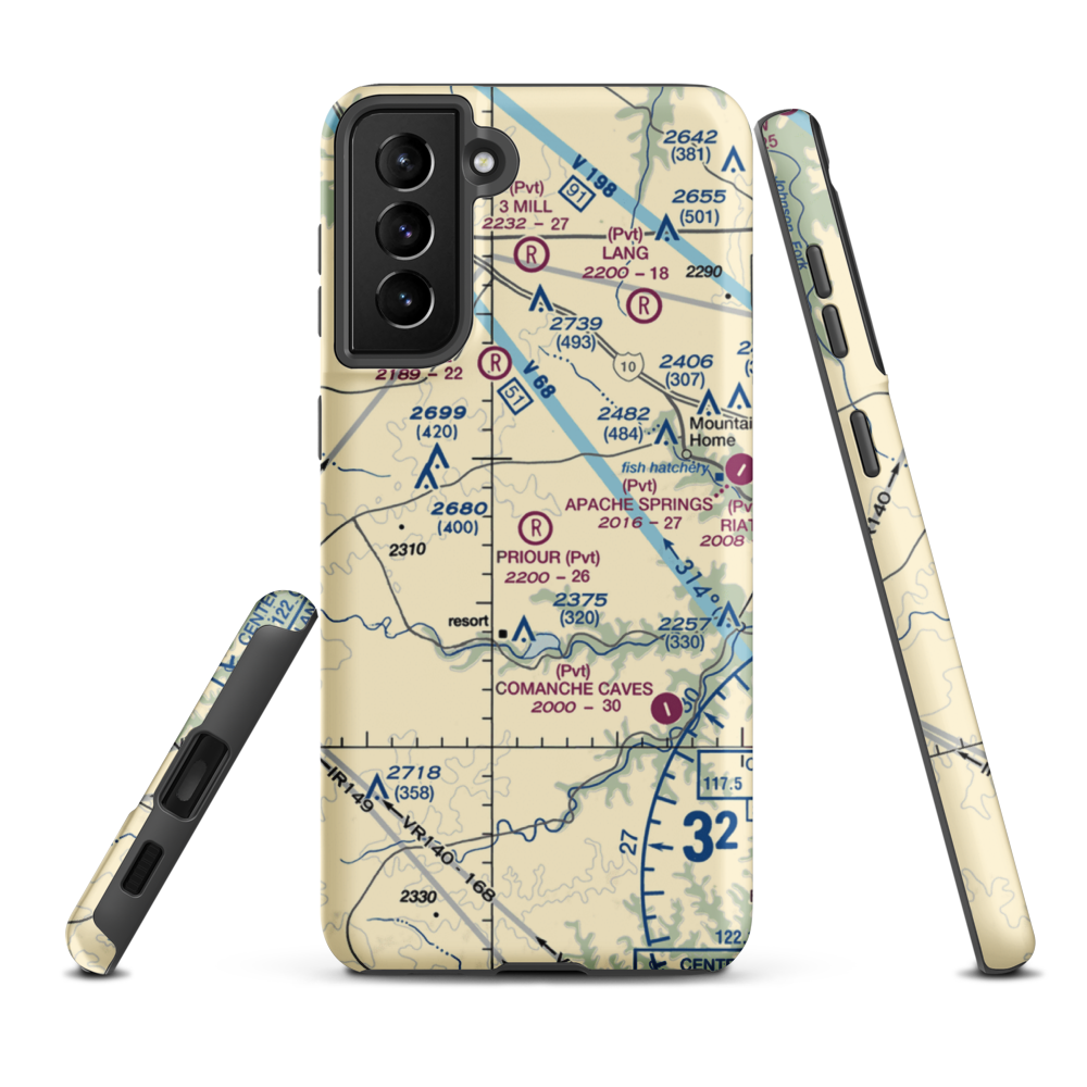 Priour Ranch Airport (XS23) VFR Sectional Samsung Phone Case Samsung Galaxy S21 FE model shown