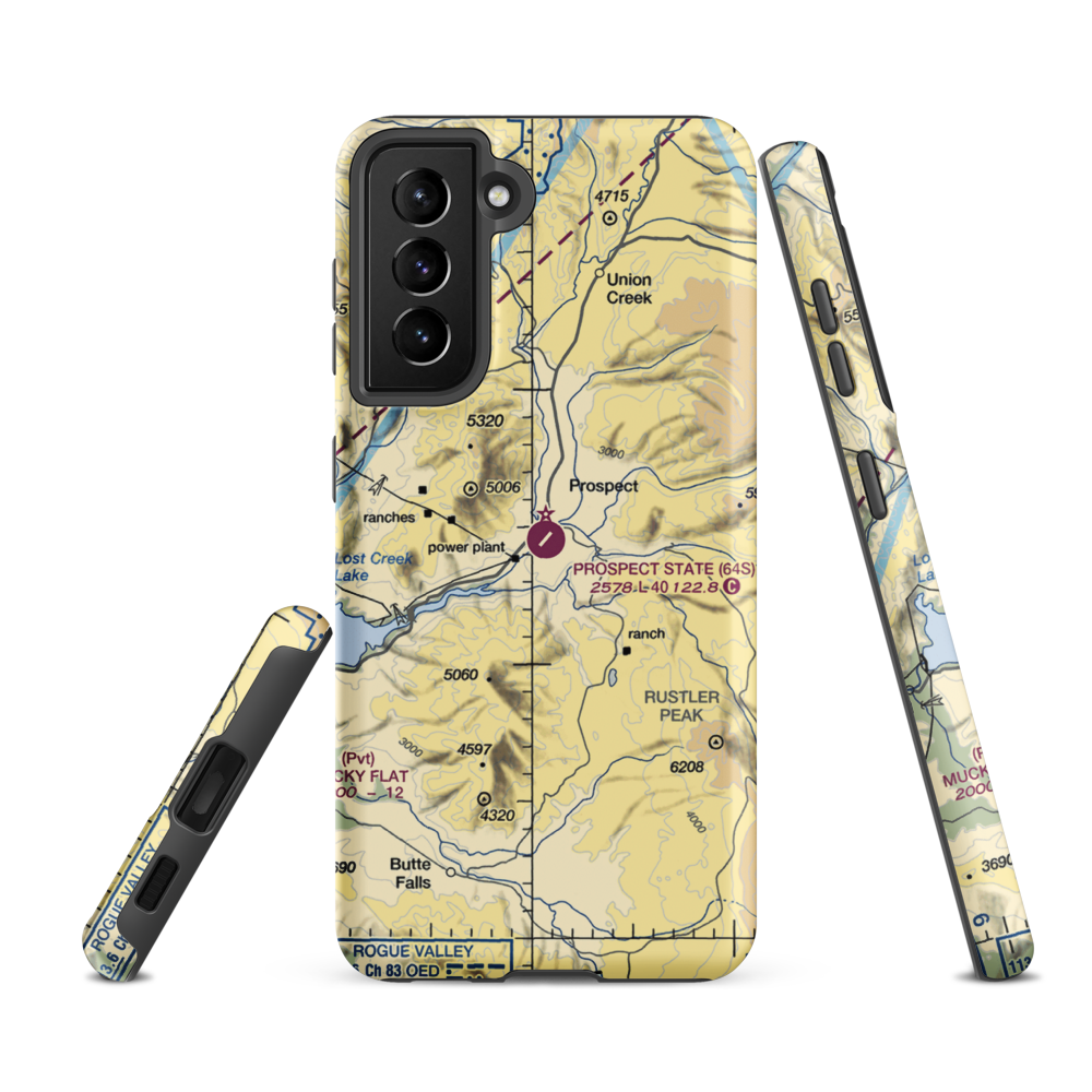 Prospect State Airport (64S) VFR Sectional Samsung Phone Case Samsung Galaxy S21 FE model shown