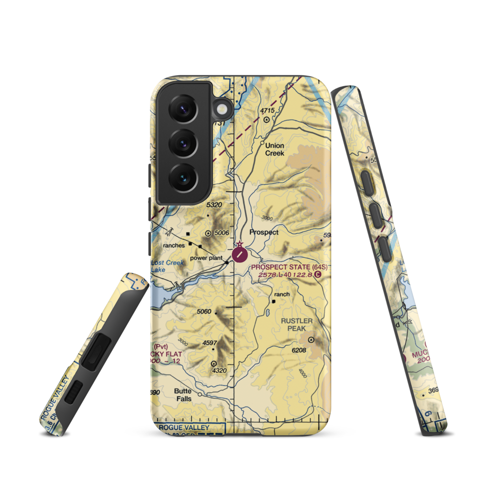 Prospect State Airport (64S) VFR Sectional Samsung Phone Case Samsung Galaxy S22 model shown