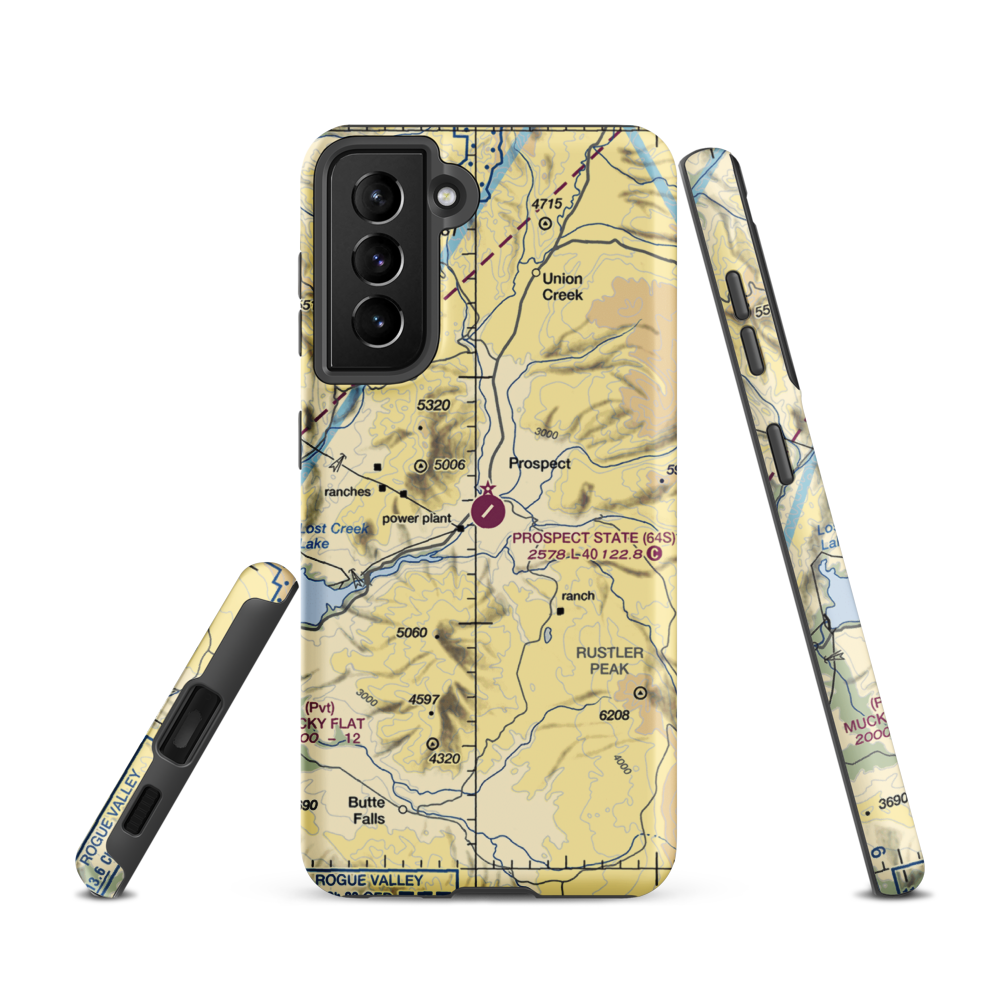 Prospect State Airport (64S) VFR Sectional Samsung Phone Case Samsung Galaxy S21 model shown