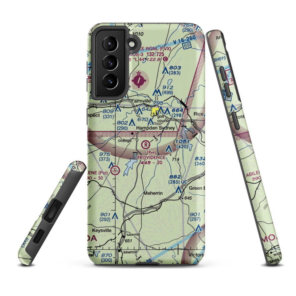 Providence Airport (05VA) VFR Sectional Samsung Phone Case Samsung Galaxy S21 Plus model shown