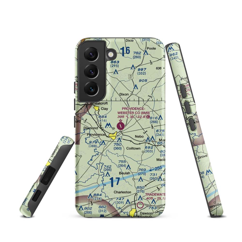 Providence Webster County Airport (8M9) VFR Sectional Samsung Phone Case Samsung Galaxy S22 model shown