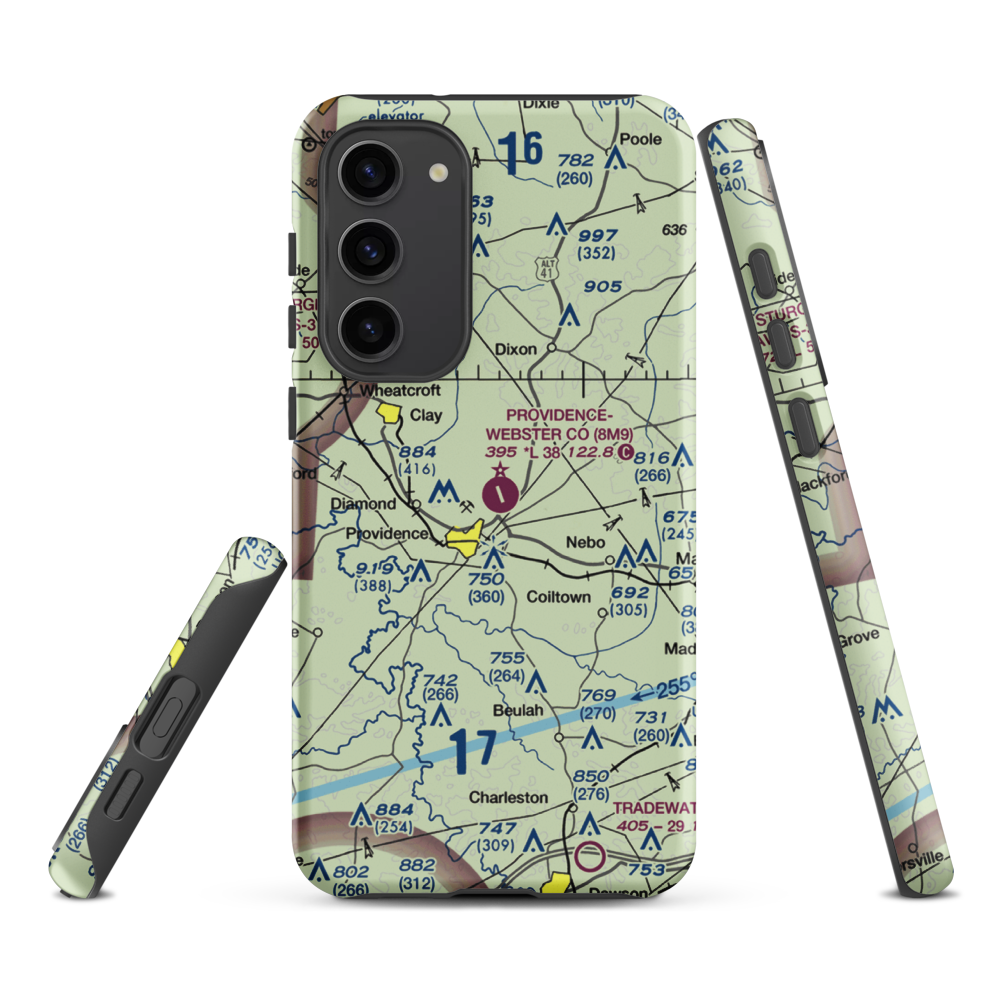 Providence Webster County Airport (8M9) VFR Sectional Samsung Phone Case Samsung Galaxy S23 Plus model shown