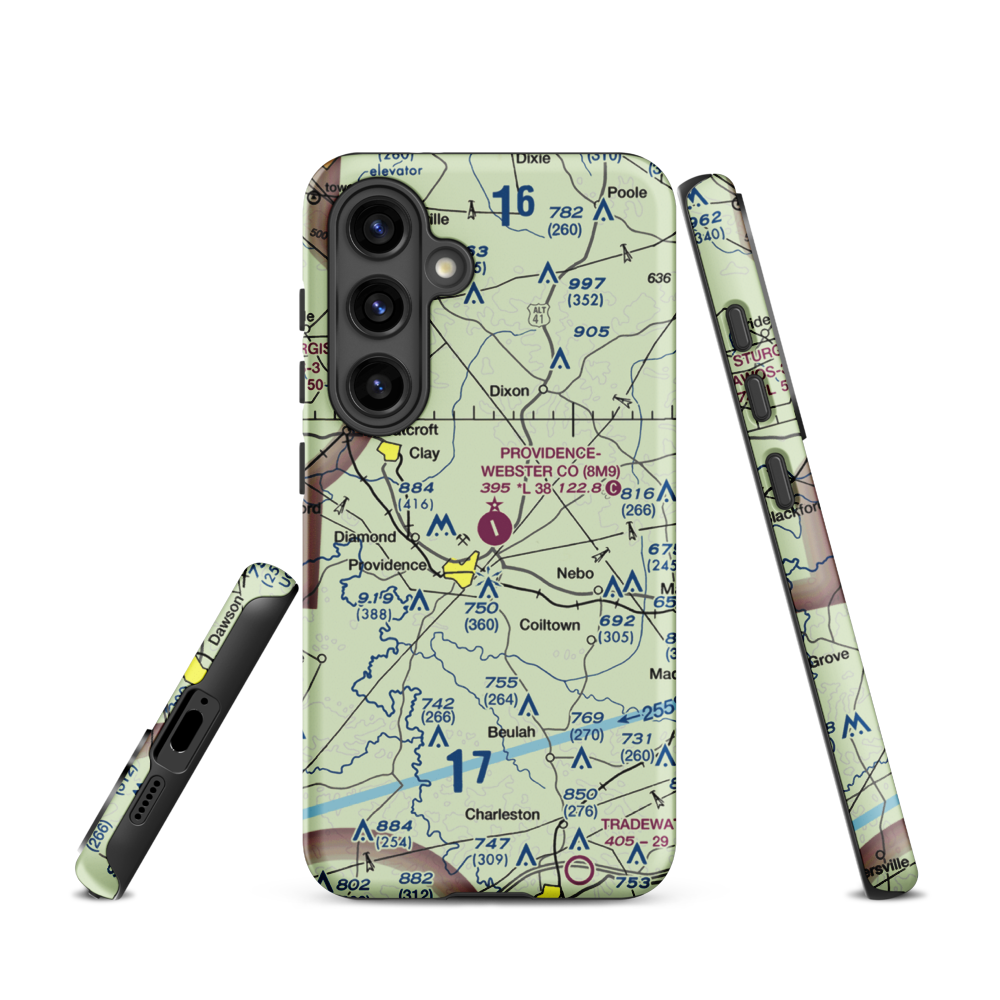 Providence Webster County Airport (8M9) VFR Sectional Samsung Phone Case Samsung Galaxy S24 model shown