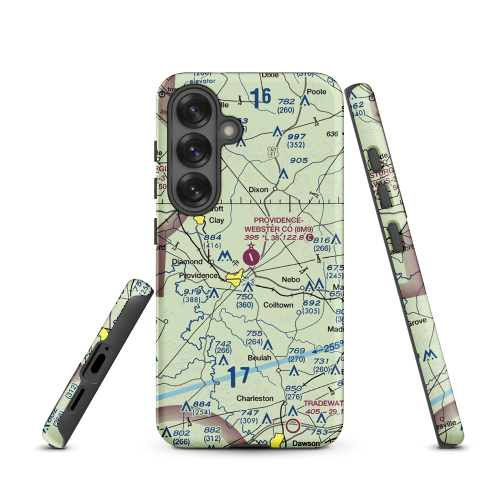Providence Webster County Airport (8M9) VFR Sectional Samsung Phone Case Samsung Galaxy S25 model shown