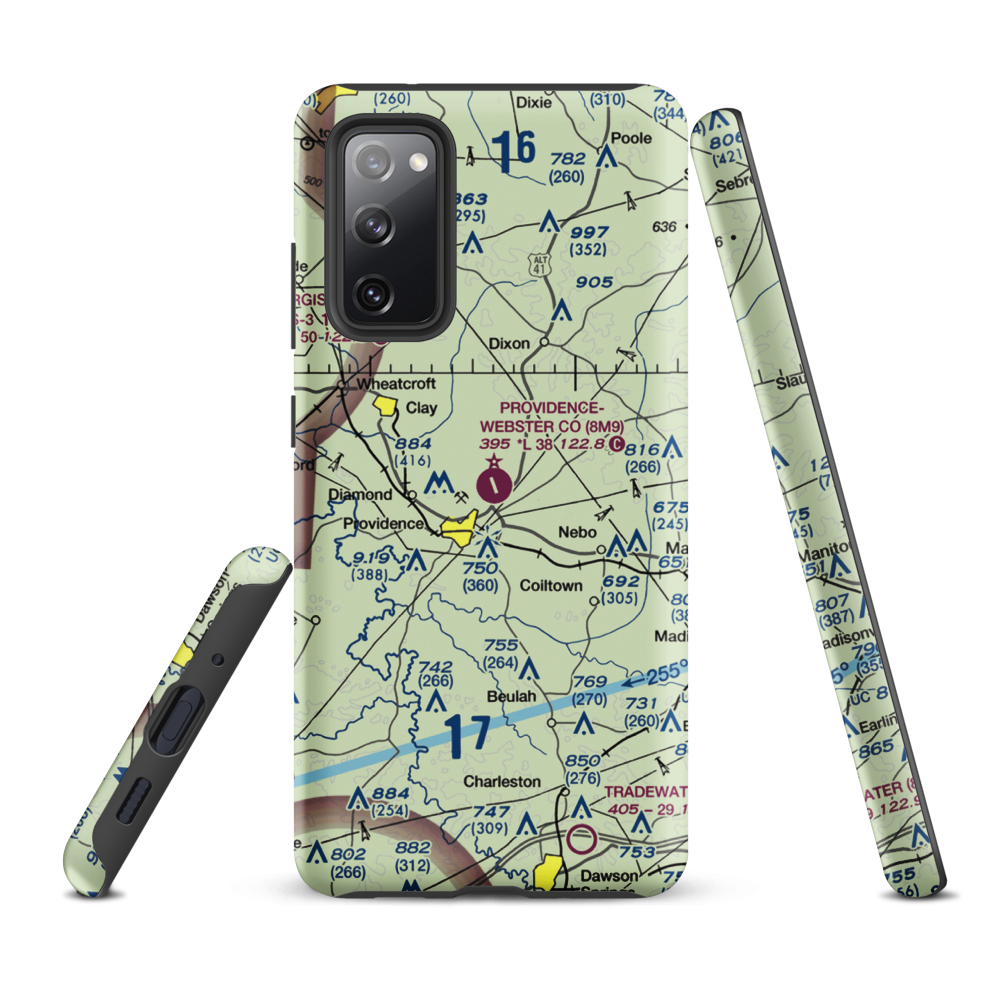 Providence Webster County Airport (8M9) VFR Sectional Samsung Phone Case Samsung Galaxy S20 FE model shown