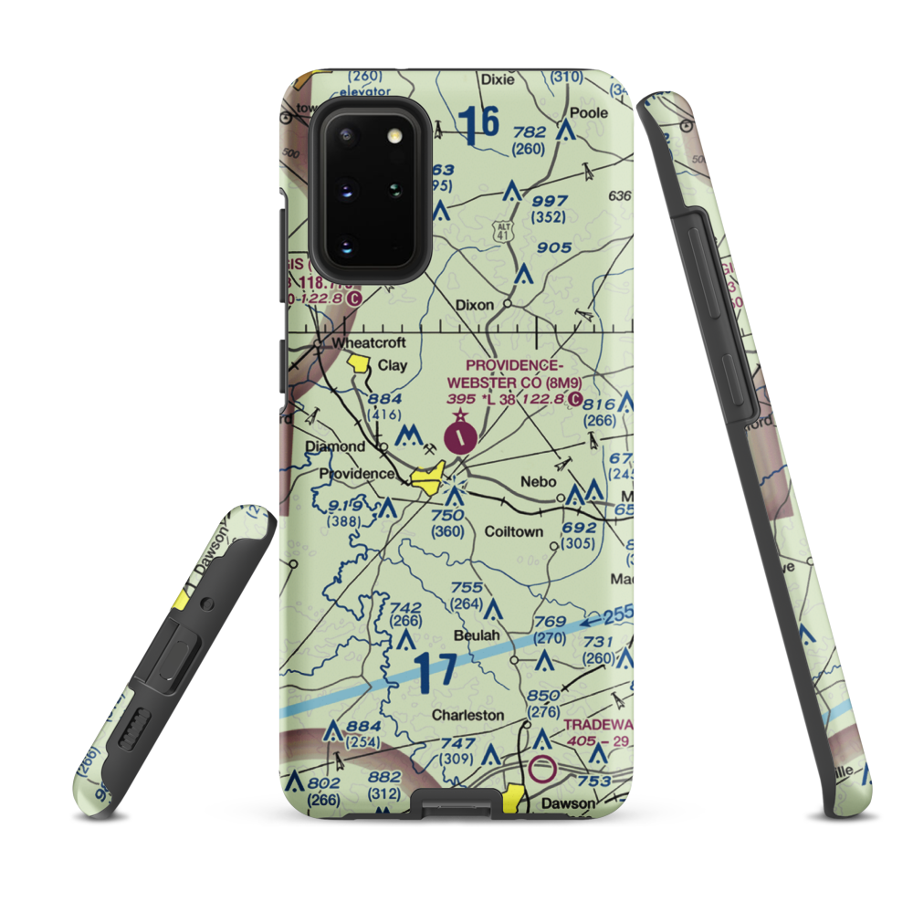 Providence Webster County Airport (8M9) VFR Sectional Samsung Phone Case Samsung Galaxy S20 Plus model shown
