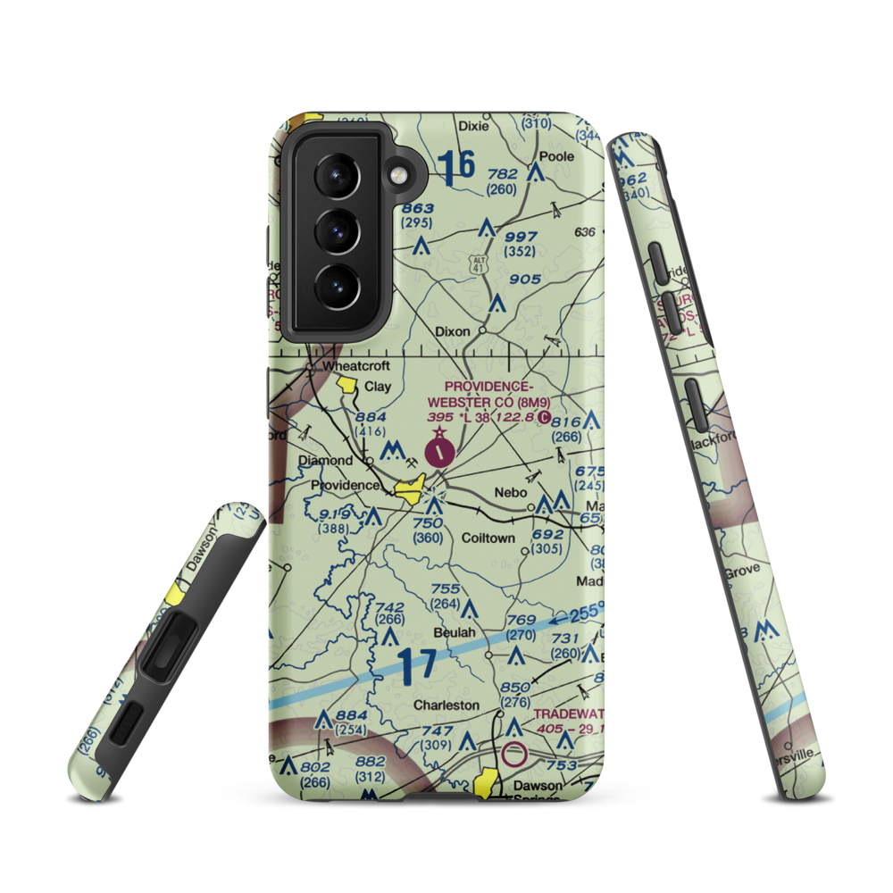 Providence Webster County Airport (8M9) VFR Sectional Samsung Phone Case Samsung Galaxy S21 model shown
