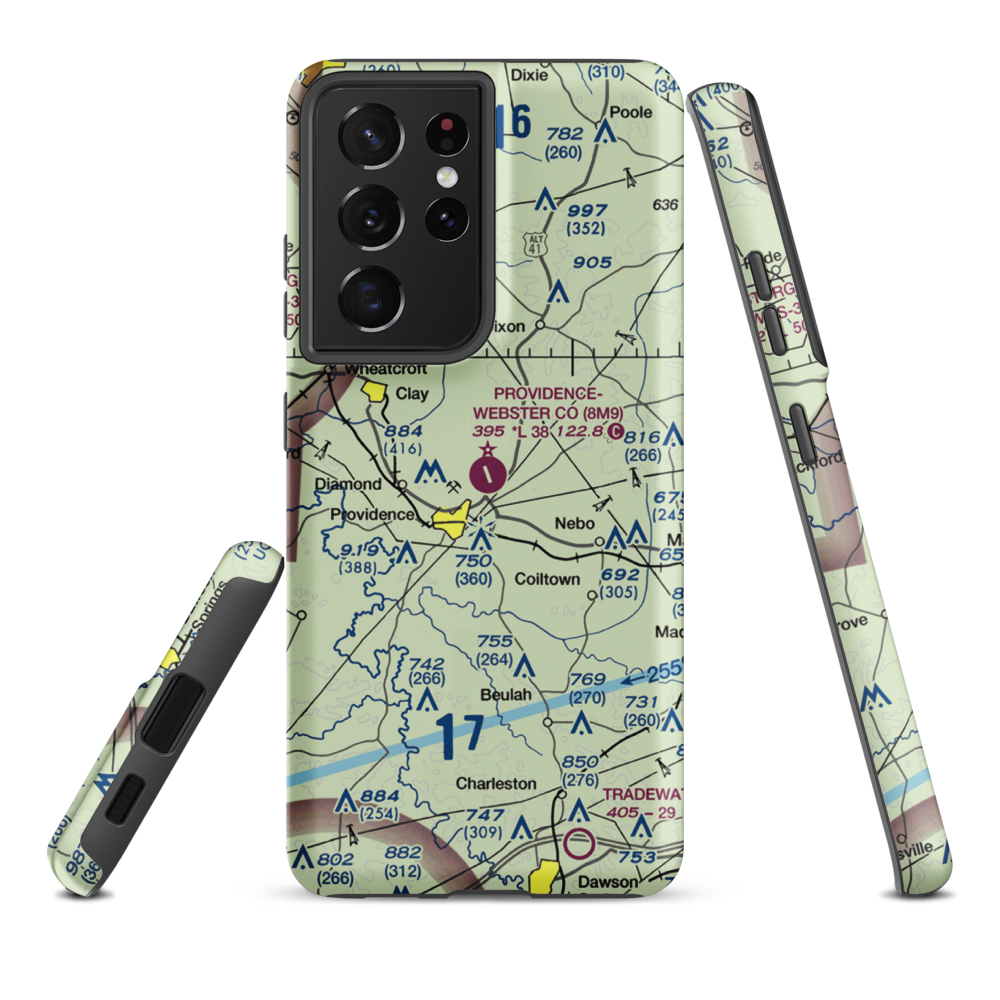 Providence Webster County Airport (8M9) VFR Sectional Samsung Phone Case Samsung Galaxy S21 Plus model shown