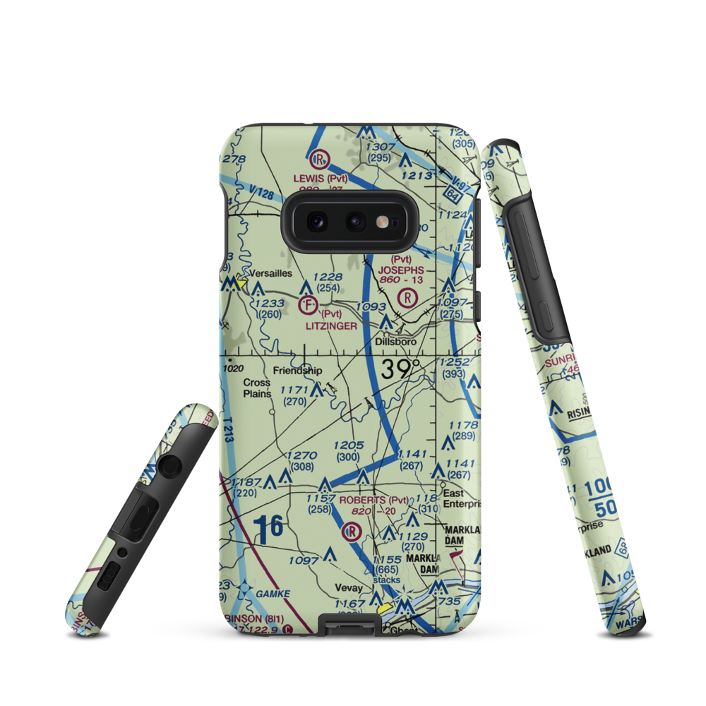 Pruss Airport (17IN) VFR Sectional Samsung Phone Case Samsung Galaxy S10e model shown