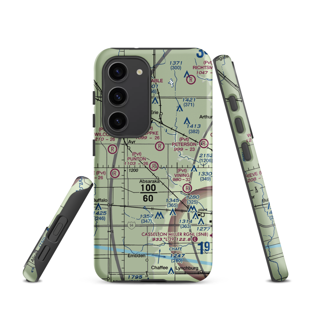 Punton Private Airport (ND07) VFR Sectional Samsung Phone Case Samsung Galaxy S23 model shown