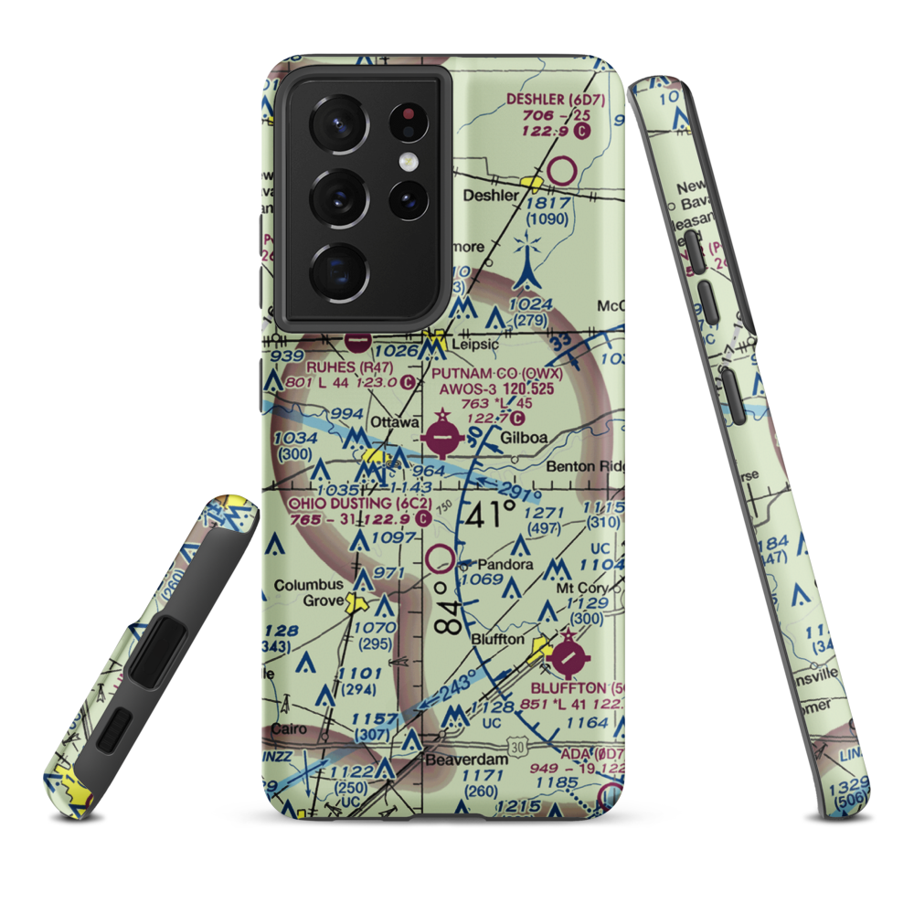 Putnam County Airport (OWX) VFR Sectional Samsung Phone Case Samsung Galaxy S21 Ultra model shown