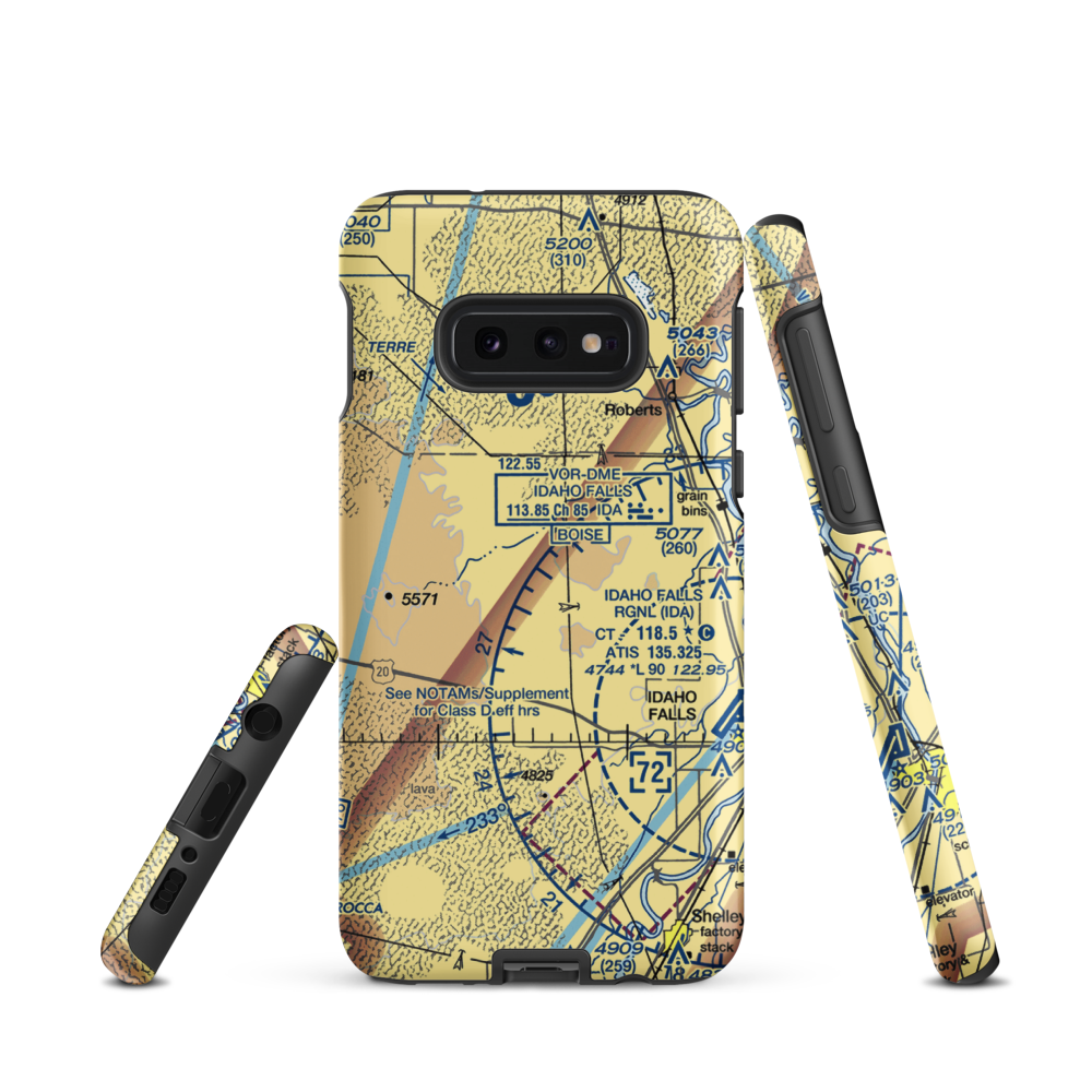 Q.B. One Airport (ID50) VFR Sectional Samsung Phone Case Samsung Galaxy S10e model shown