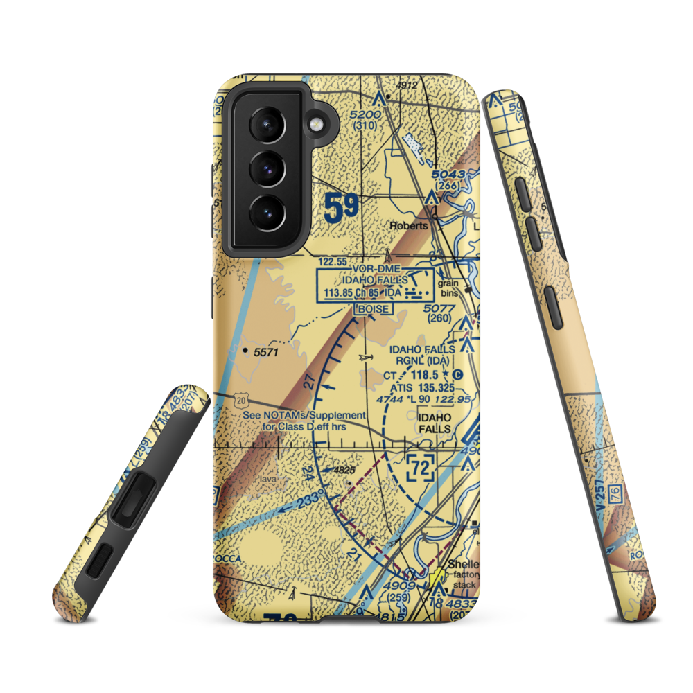 Q.B. One Airport (ID50) VFR Sectional Samsung Phone Case Samsung Galaxy S21 FE model shown