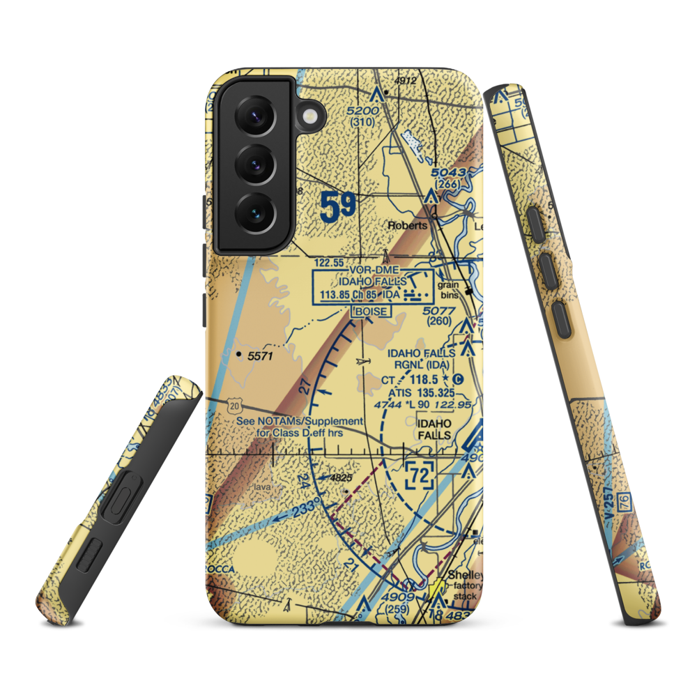 Q.B. One Airport (ID50) VFR Sectional Samsung Phone Case Samsung Galaxy S22 Plus model shown