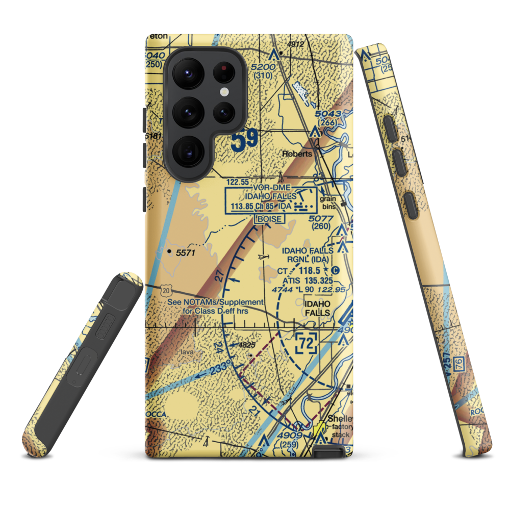 Q.B. One Airport (ID50) VFR Sectional Samsung Phone Case Samsung Galaxy S22 Ultra model shown
