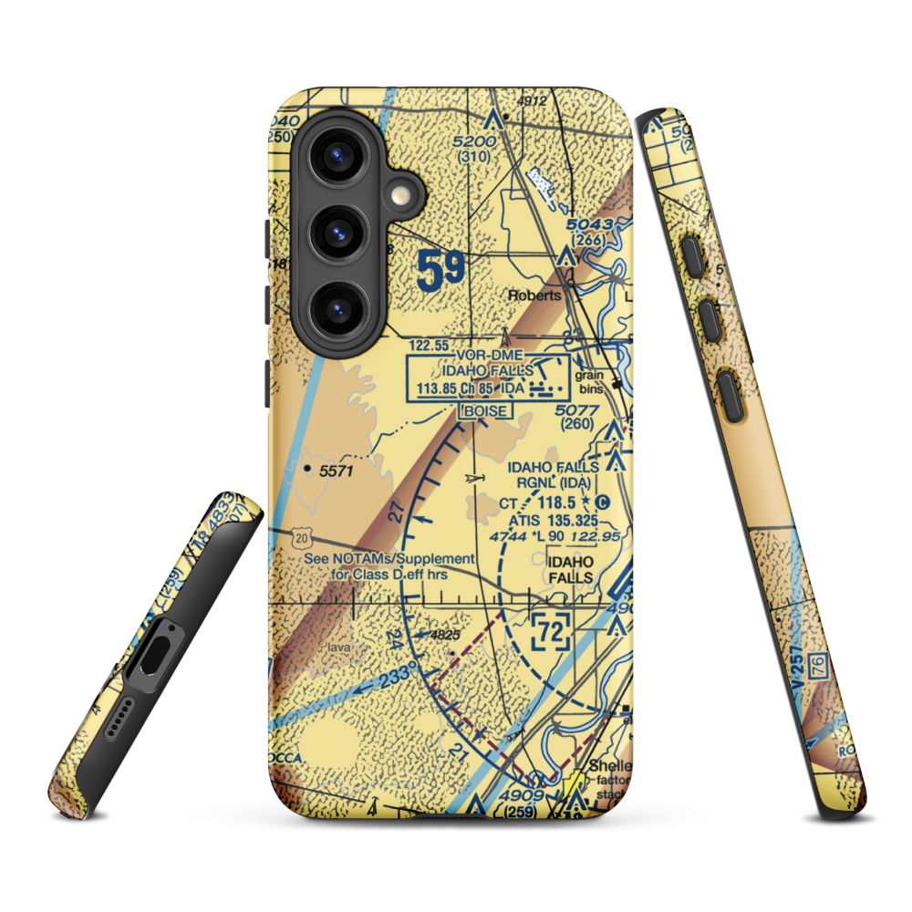 Q.B. One Airport (ID50) VFR Sectional Samsung Phone Case Samsung Galaxy S24 Plus model shown