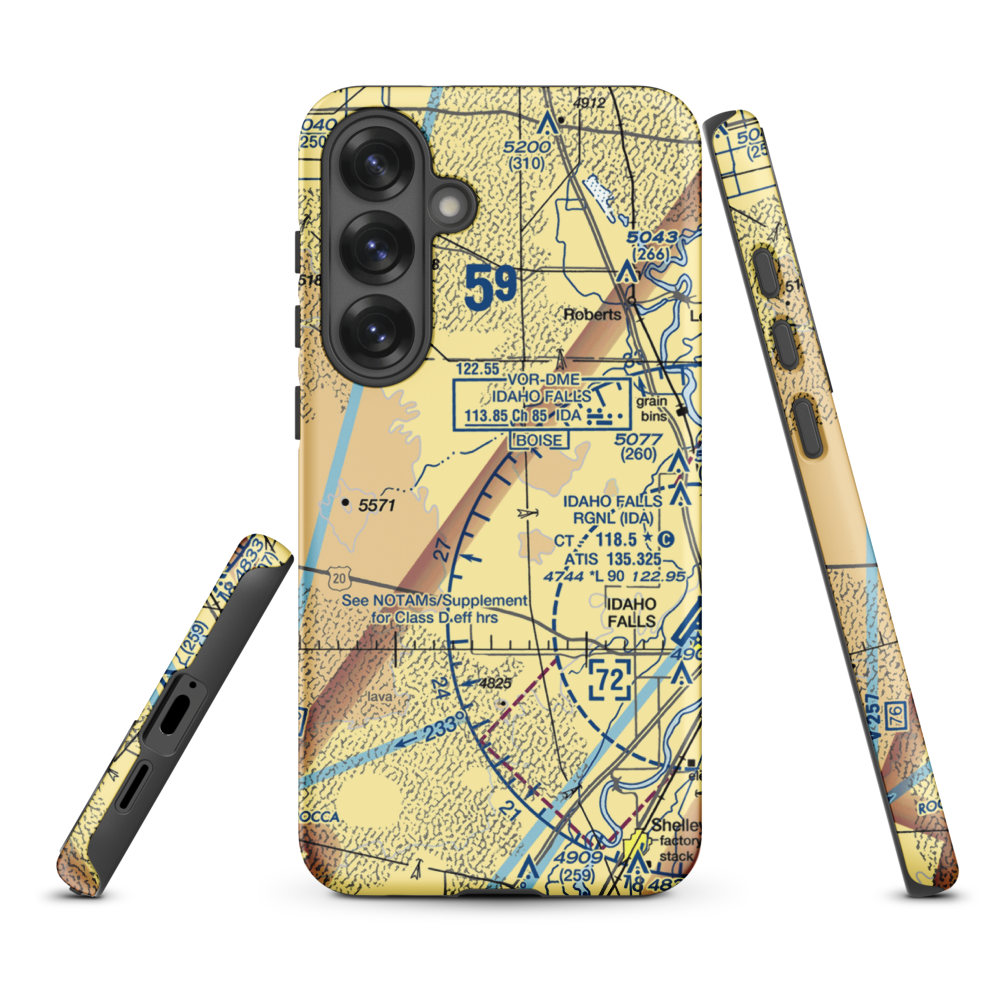 Q.B. One Airport (ID50) VFR Sectional Samsung Phone Case Samsung Galaxy S25 Plus model shown