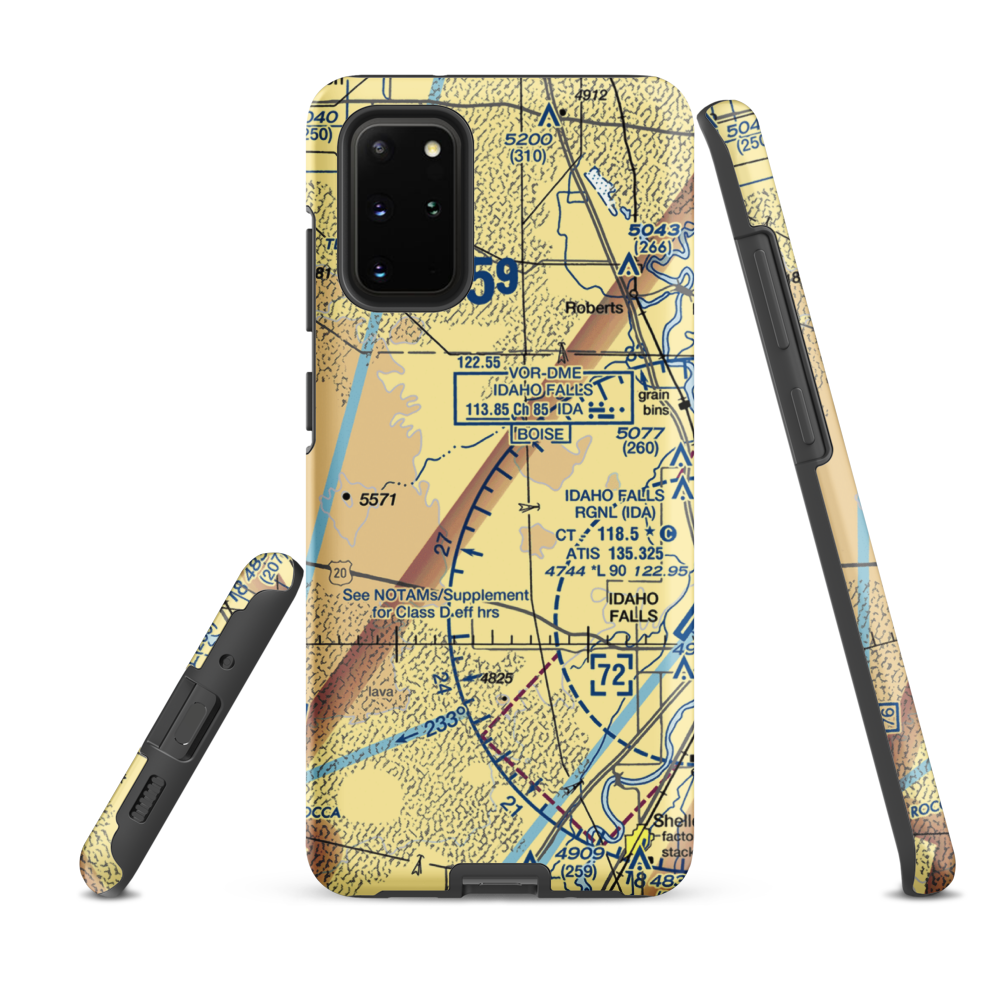 Q.B. One Airport (ID50) VFR Sectional Samsung Phone Case Samsung Galaxy S20 Plus model shown