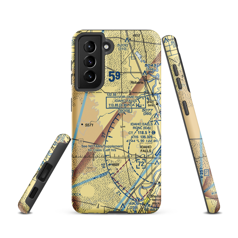 Q.B. One Airport (ID50) VFR Sectional Samsung Phone Case Samsung Galaxy S21 model shown