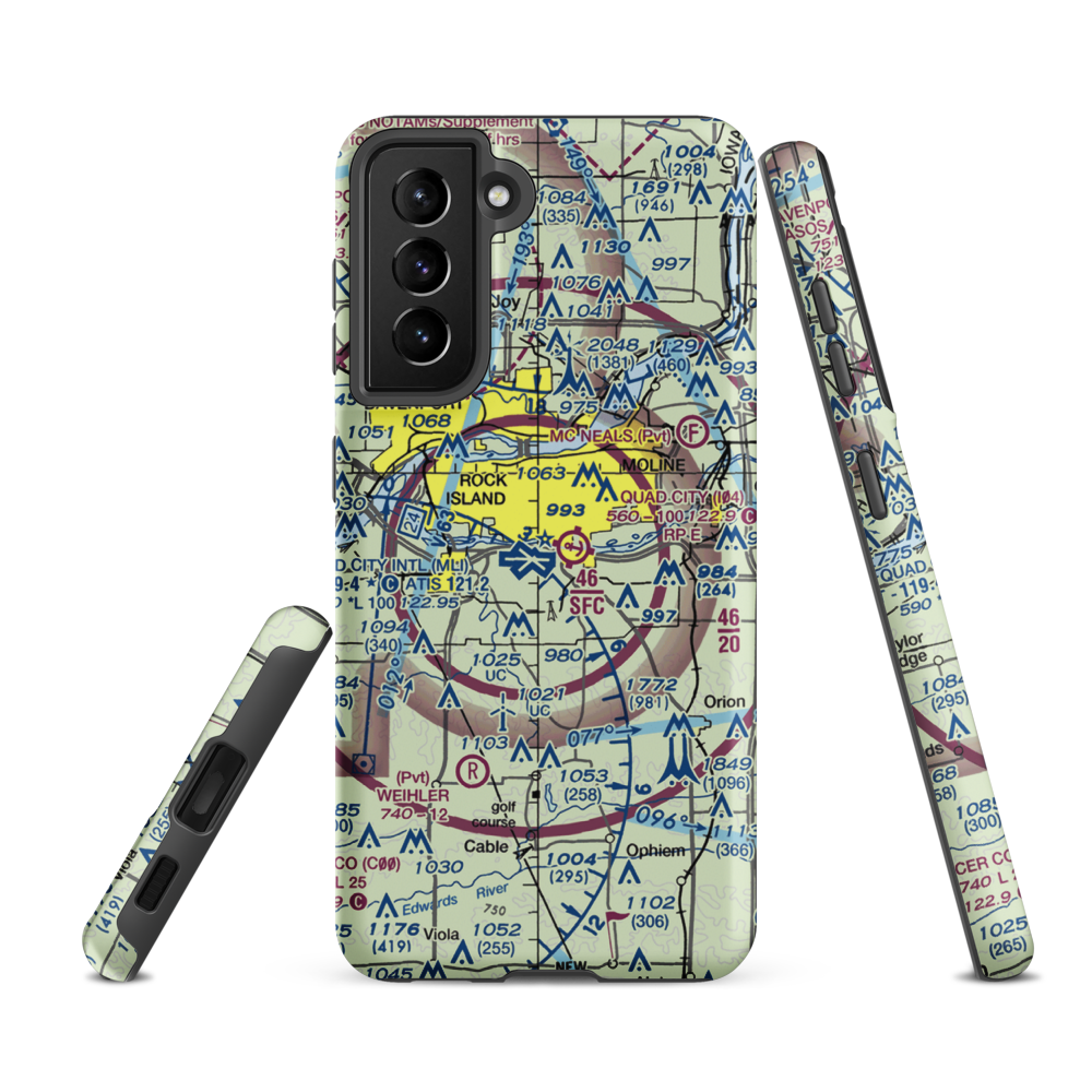 Quad-City Seaplane Base (I04) VFR Sectional Samsung Phone Case Samsung Galaxy S21 FE model shown