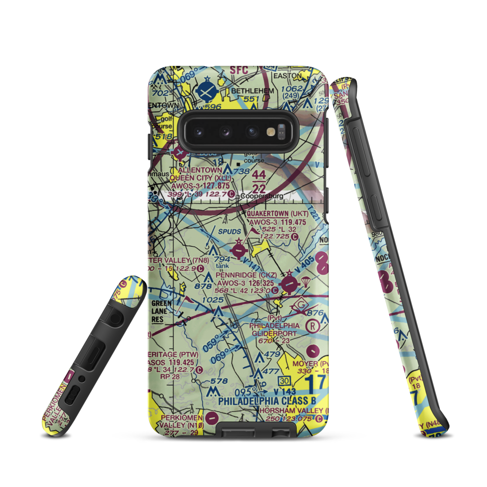 Quakertown Airport (UKT) VFR Sectional Samsung Phone Case Samsung Galaxy S10 model shown
