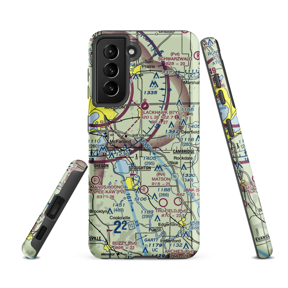 Quale Airport (87WI) VFR Sectional Samsung Phone Case Samsung Galaxy S21 Ultra model shown