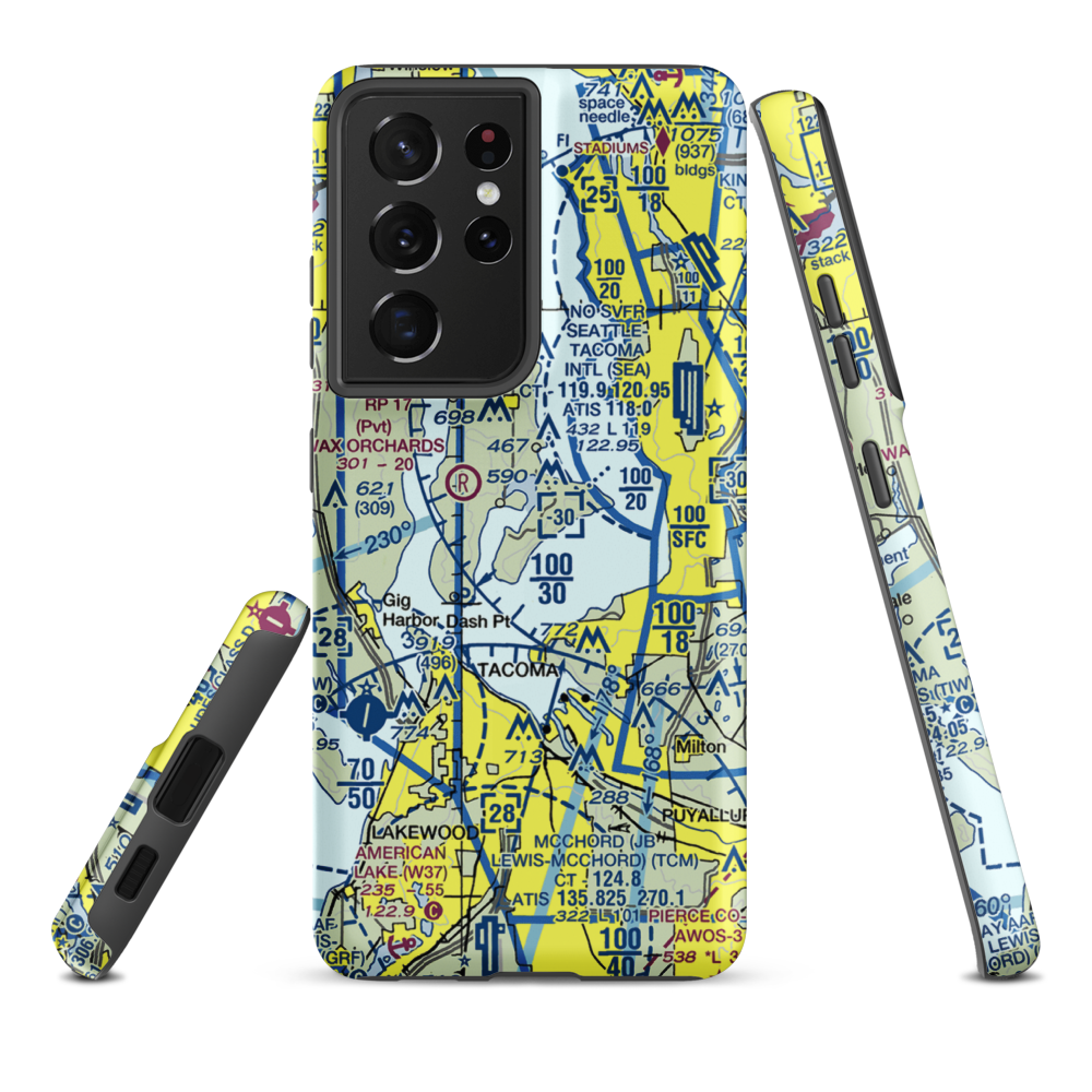 Quartermaster Harbor Seaplane Base (2WA2) VFR Sectional Samsung Phone Case Samsung Galaxy S21 Plus model shown