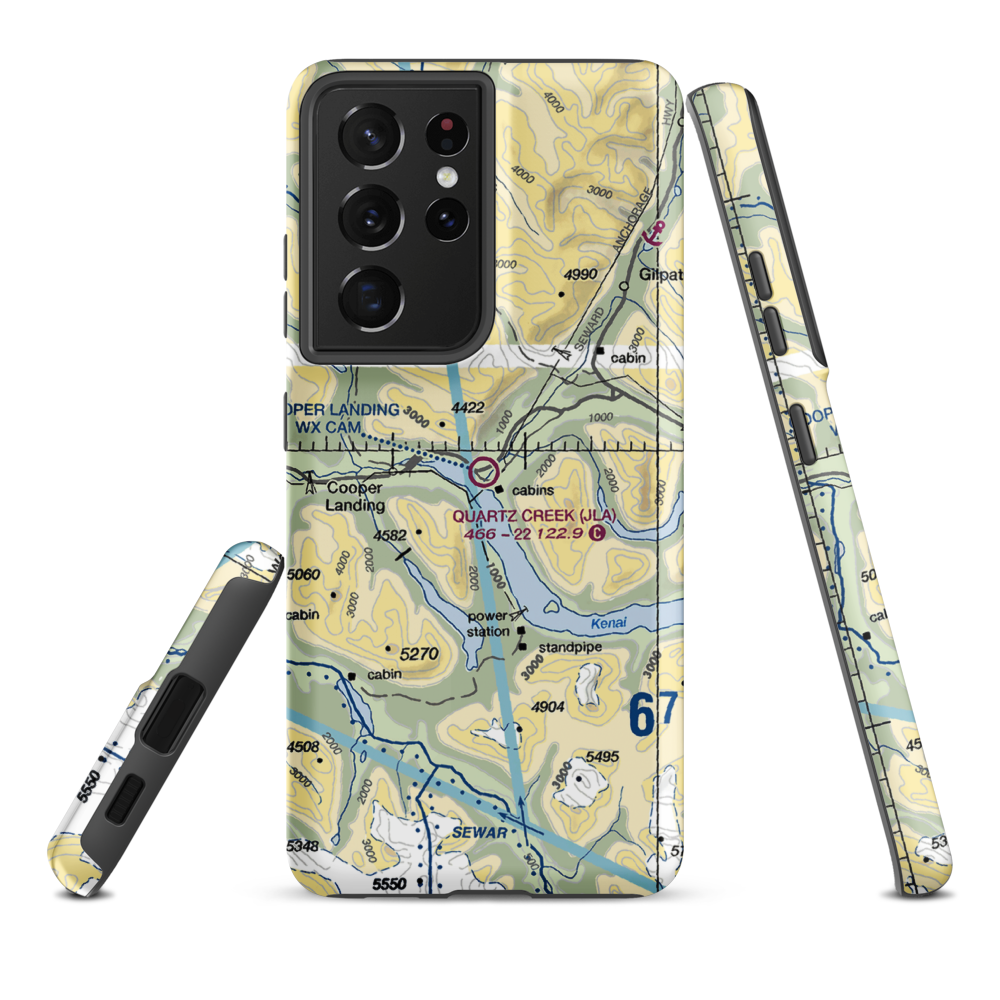 Quartz Creek Airport (JLA) VFR Sectional Samsung Phone Case Samsung Galaxy S21 Plus model shown