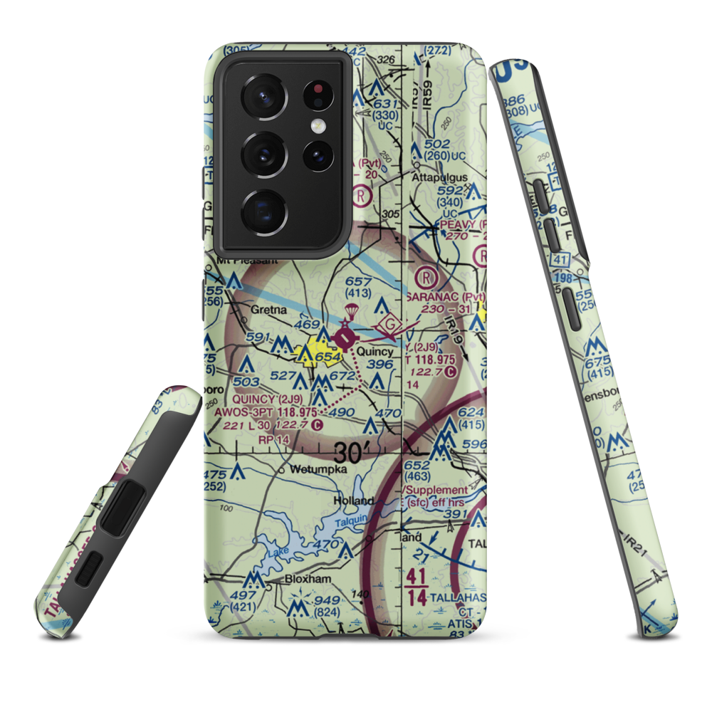 Quincy Municipal Airport (2J9) VFR Sectional Samsung Phone Case Samsung Galaxy S21 Plus model shown