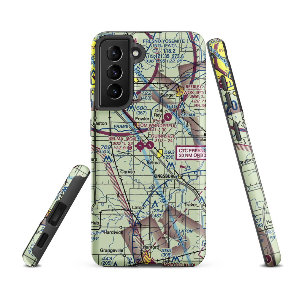 Quinn Airport (CA41) VFR Sectional Samsung Phone Case Samsung Galaxy S21 FE model shown