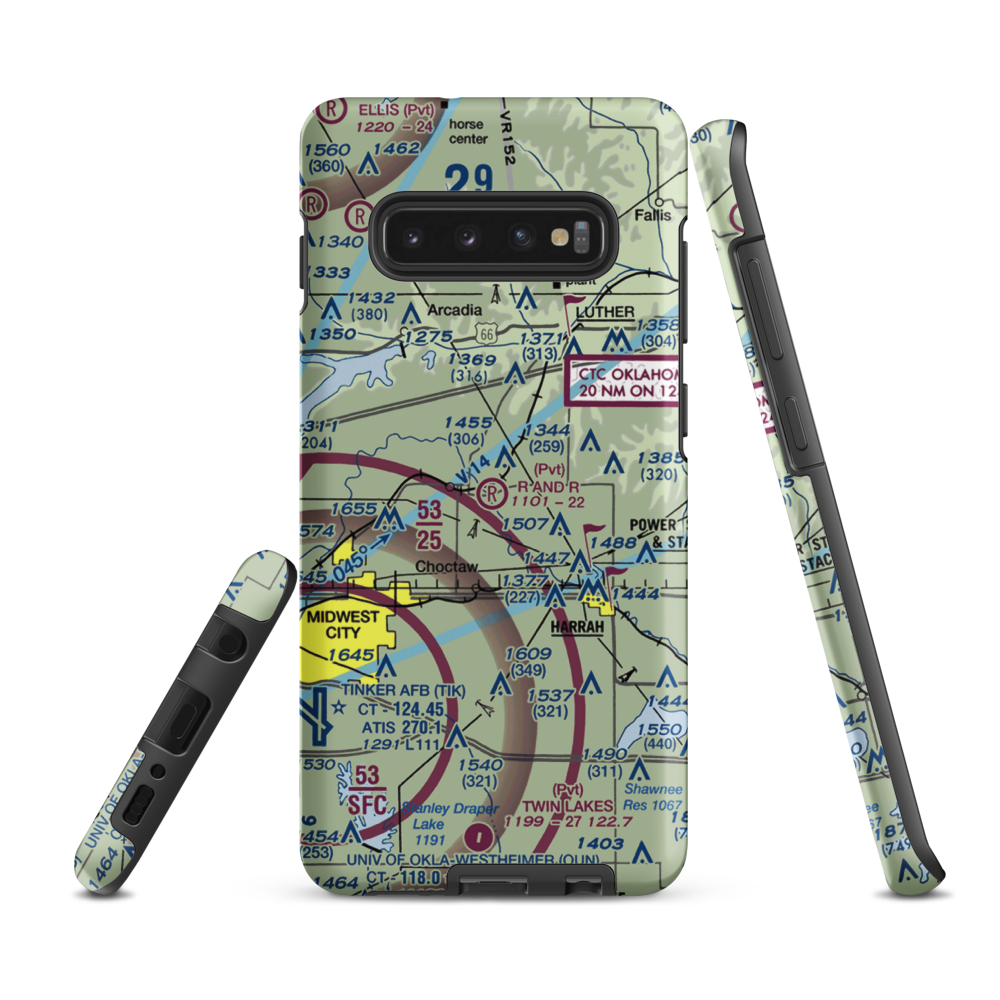 R and R Airport (9OK9) VFR Sectional Samsung Phone Case Samsung Galaxy S10 Plus model shown