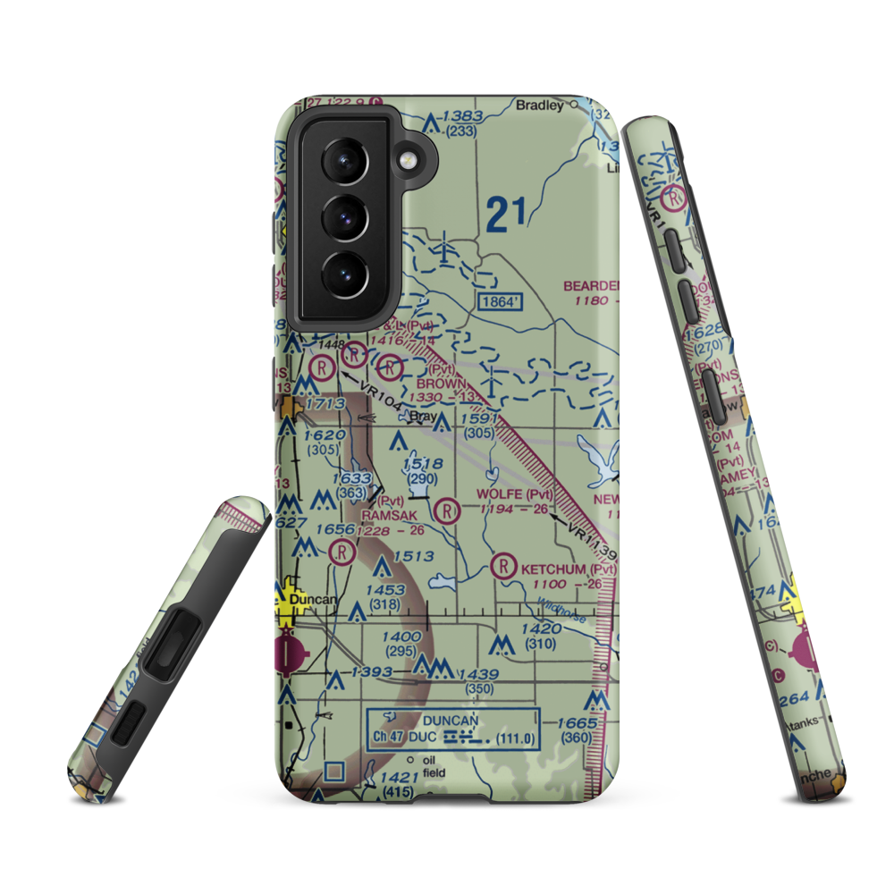 Raab Field Airport (OK63) VFR Sectional Samsung Phone Case Samsung Galaxy S21 FE model shown