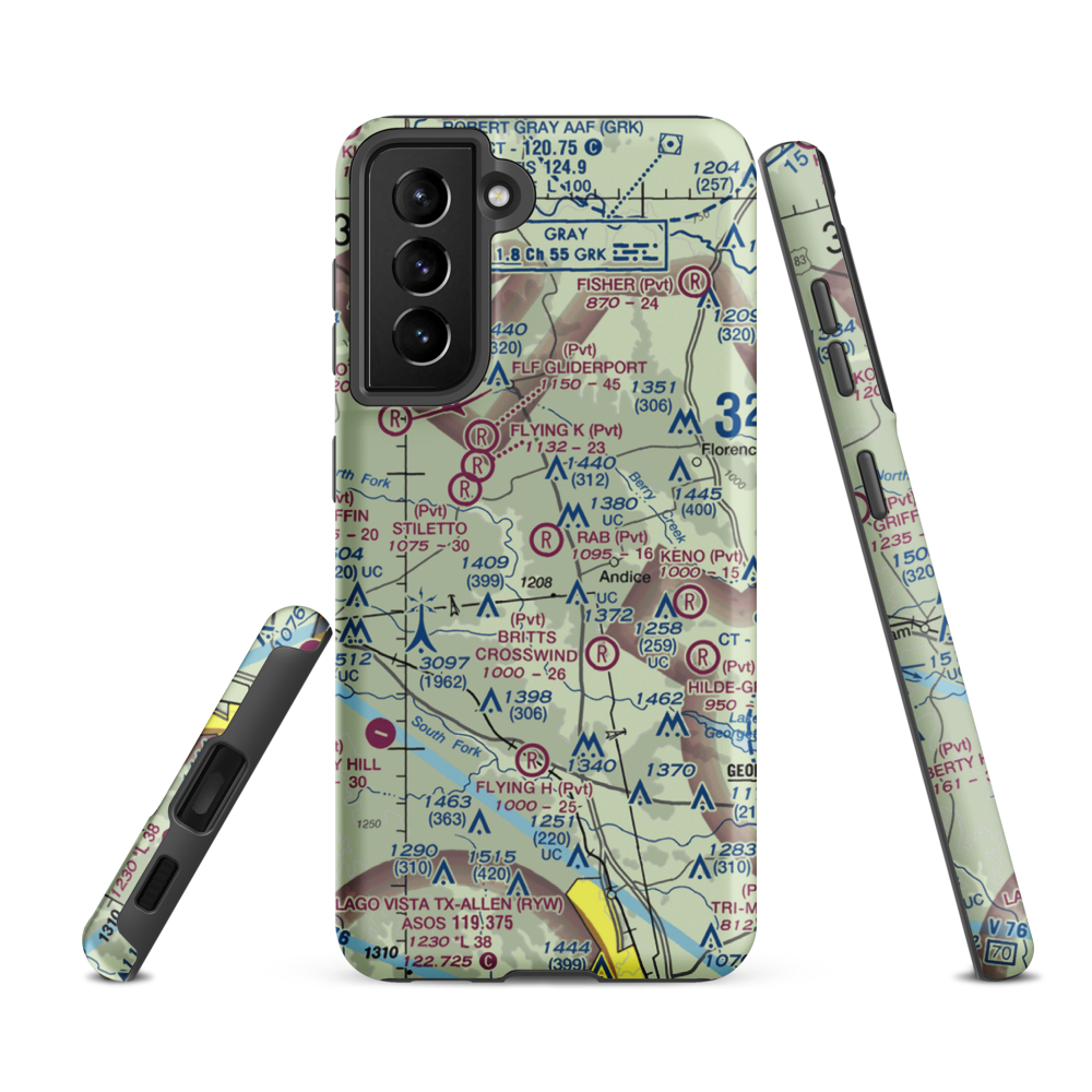 Rab Ranch Airport (1XA0) VFR Sectional Samsung Phone Case Samsung Galaxy S21 FE model shown