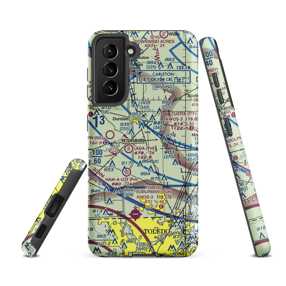 Rado's Crossing Airport (MI12) VFR Sectional Samsung Phone Case Samsung Galaxy S21 FE model shown