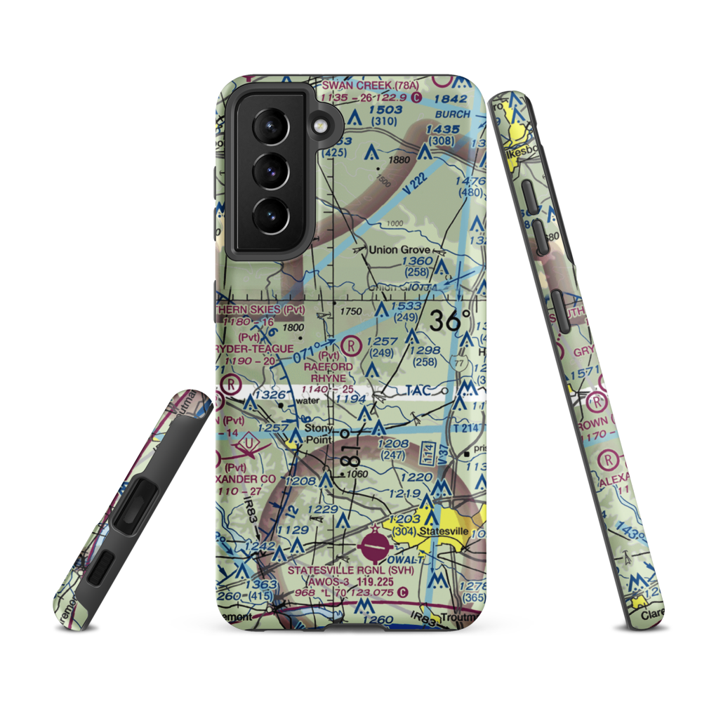 Raeford Rhyne Airpark (NC15) VFR Sectional Samsung Phone Case Samsung Galaxy S21 FE model shown