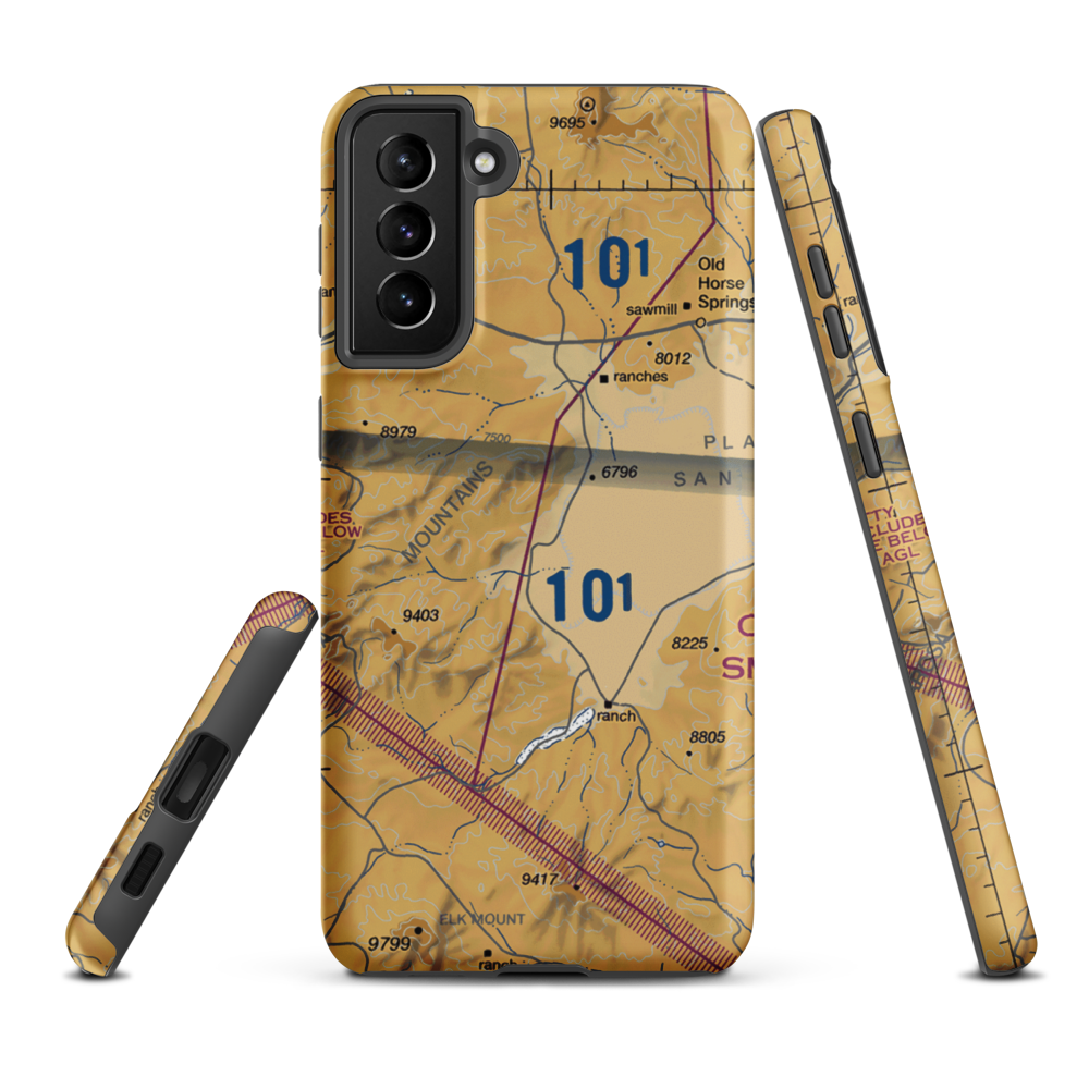 Rael Ranch Horse Pasture Airport (NM68) VFR Sectional Samsung Phone Case Samsung Galaxy S21 FE model shown