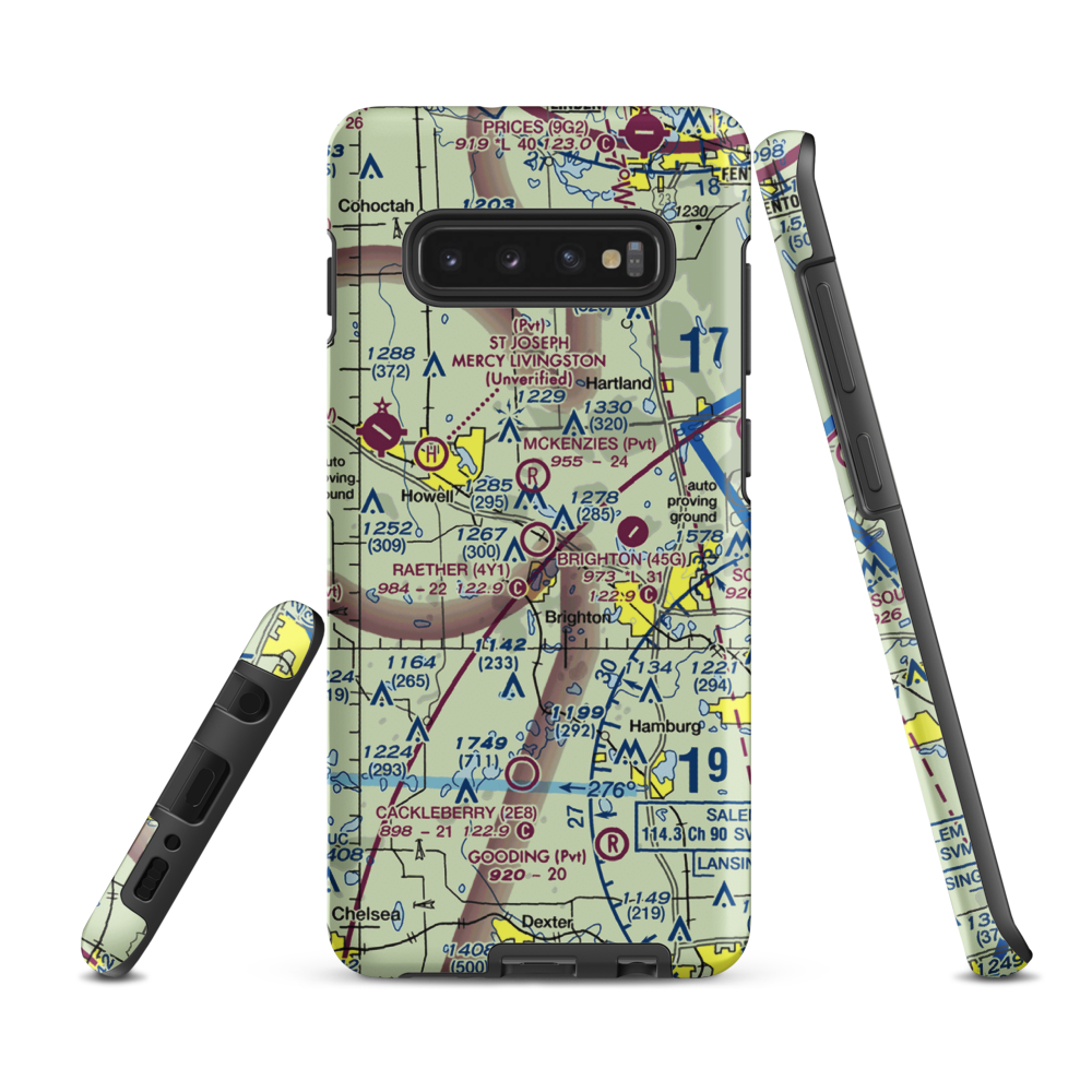 Raether Airport (4Y1) VFR Sectional Samsung Phone Case Samsung Galaxy S10 Plus model shown