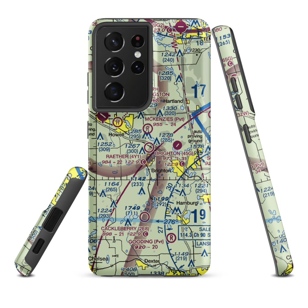 Raether Airport (4Y1) VFR Sectional Samsung Phone Case Samsung Galaxy S21 Ultra model shown