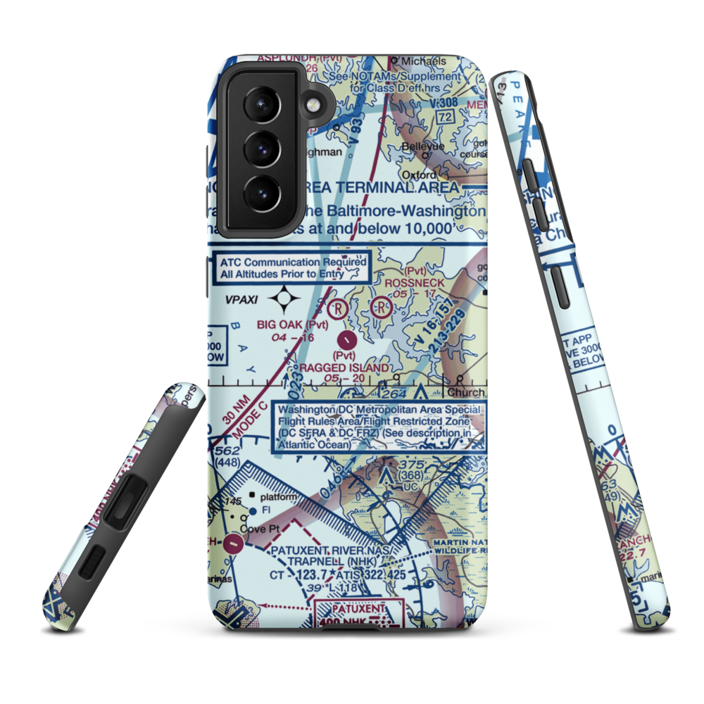 Ragged Island Airport (MD82) VFR Sectional Samsung Phone Case Samsung Galaxy S21 Plus model shown