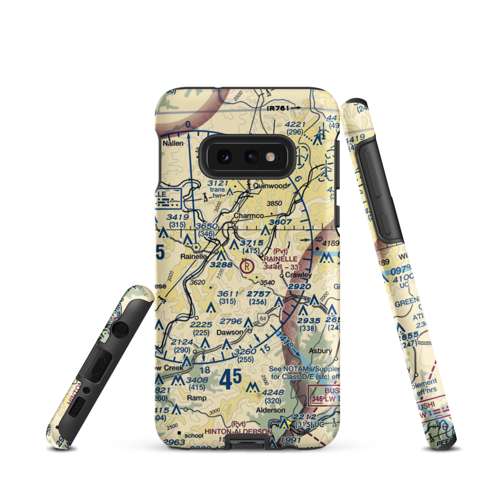 Rainelle Airport (WV30) VFR Sectional Samsung Phone Case Samsung Galaxy S10e model shown